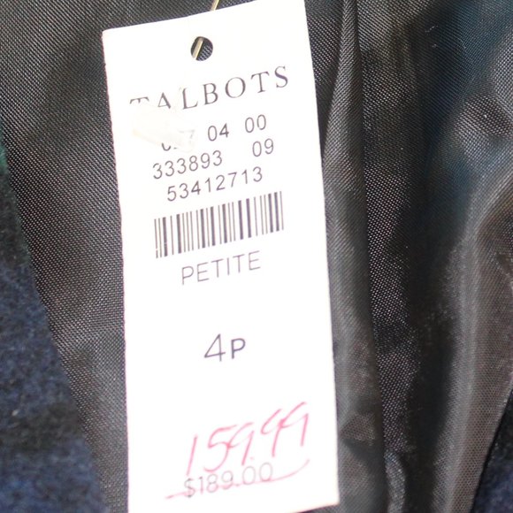 NWT Tablots Brushed Wool Blue Plaid Double Breasted Blazer, 4P - Picture 8 of 9